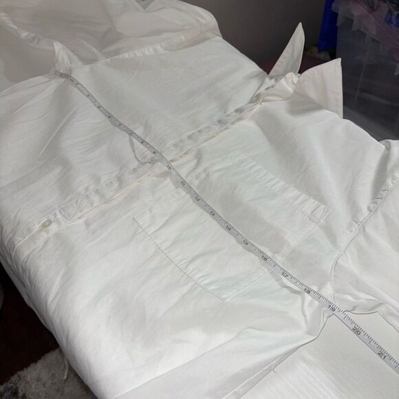 Open Edit Women White Organic Cotton Poplin Oversize Button Down Blouse Small - Picture 8 of 13